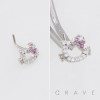 MULTI CZ KITTY CAT 316L SURGICAL STEEL L-SHAPE NOSE RING